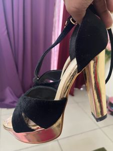 Black &amp; Gold Platform High Heels 36 Size