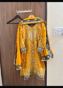 Embroidered Yellow Kurta Set with Dupatta