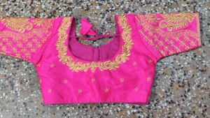 Pink Embroidered Sari Blouse