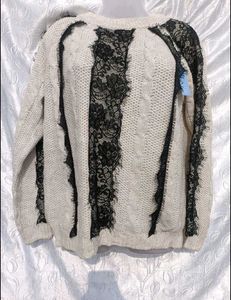 Lace Trim Knit Sweater