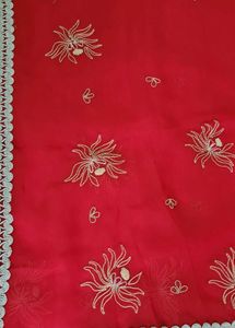 Red Odhni/Chunni/Dupatta with silver work