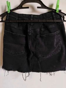 Black Denim Mini Skirt