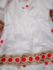beautiful White Lehenga Choli with Red Embroidery❤