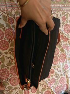 Unique Orange Color Genuine Leather Satchel Bag!