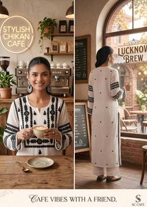 Lucknowi Chikankari Set–Inspired by Jannat Zubair
