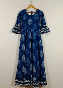 Divena Blue Printed Long Kurta (Women)