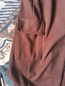 Brown Cargo wide leg Pant with 4 pockets