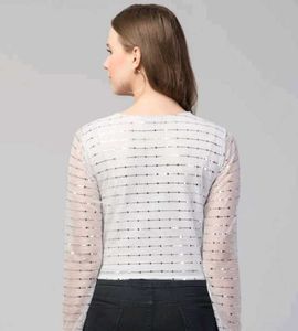 Sparkly White Cropped Top