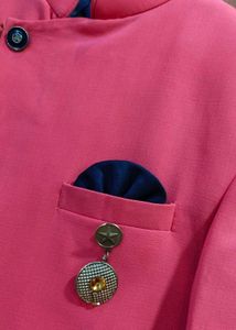 Men's Pink &amp; Navy Ethnic Kurta Set