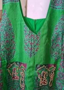 Ethnic silk printed jacket with wooden bead work