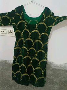 Green Velvet Kurti