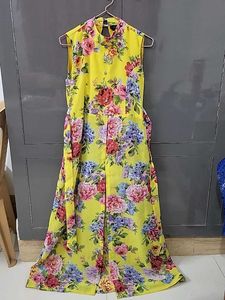 Vibrant Yellow Floral kurta