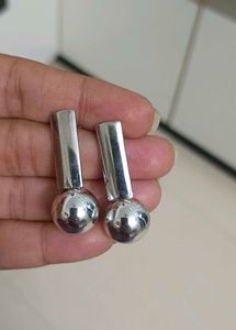 Silver Ball Drop Earrings