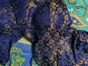 Royal Blue Floral Brocade Blouse