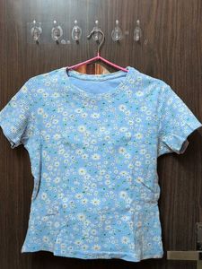 Light Blue Floral Print Top