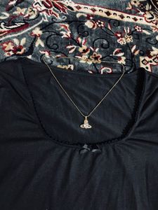 Black Lace Trimmed Bell Sleeve Top