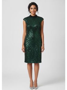 Emerald Sequin Cap Sleeve Dress