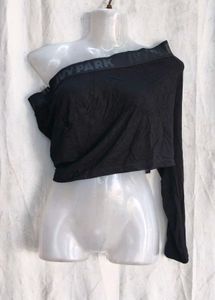 IVY PARK Black One-Shoulder Crop Top