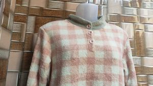Cute Pink &amp; White Plaid Sweater
