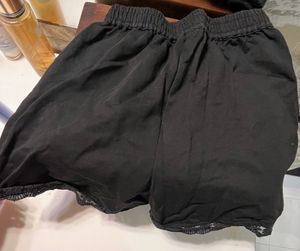 Black Lace Trim Shorts