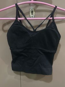 Black Sports Bra with Criss-Cross Back
