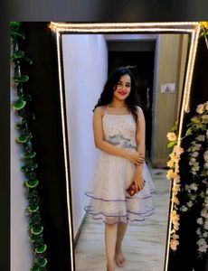 white beads frock