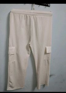 Cream Corduroy Cargo jeans pant white  beige