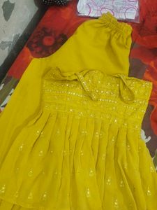 Elegant Yellow Tiered Kurta Set with Palazzo