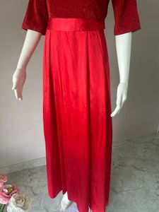 Elegant Red Velvet Evening Gown