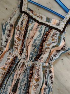 Boho Print Tie-Waist Maxi Dress