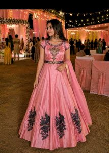 Elegant Pink Embroidered Lehenga