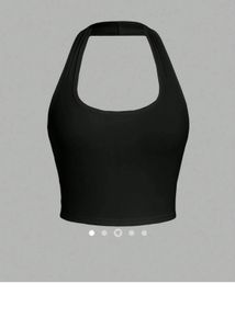 Y2k Ribbed Black Halter Neck Top