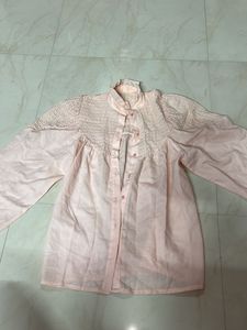 Elegant Pink Smocked Blouse