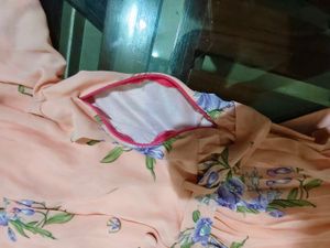 Peach Floral Print Maternity Gown