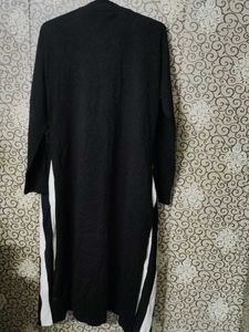 Black &amp; White Embroidered Woollen Kurti