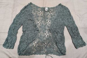 Crochet Knit Open Front Cardigan