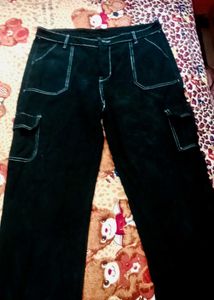 Brand New Black Baggy Cargo Denim Jeans | Deep Bla