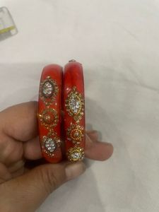 Red Stone Studded Bangles