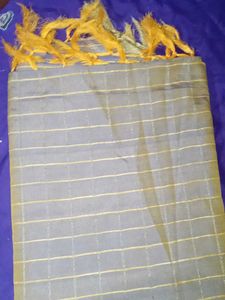 Yellow Dupatta with Silver Stripes