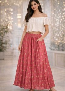 Elegant Floral Print Skirt