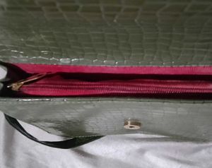 Olive Green Croc-Embossed Handbag