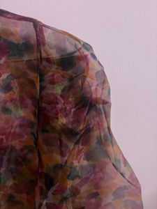 Only Sheer Floral Print Button-Up Blouse