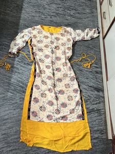 Double Layered Yellow White Kurta