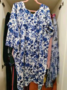 Blue Floral Print Kurta