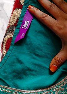 Libas Teal Kurta Set with Gold Embroidery