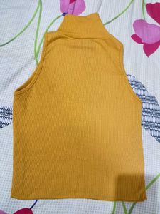 Mustard Ribbed Turtleneck Tank