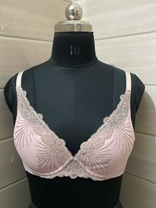 34B Elegant Embroidered Pink Bra