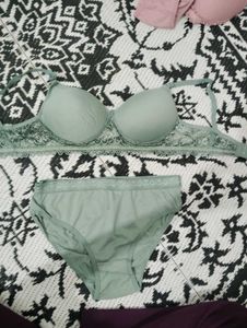 Sage Green Lace Bra and Panty Set