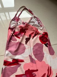 Flowy Pink Floral Print Spaghetti Strap Dress