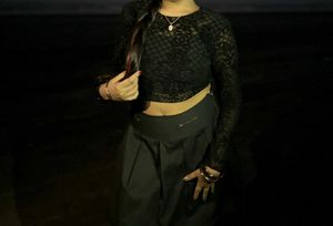 Sheer Black Long Sleeve Crop Top